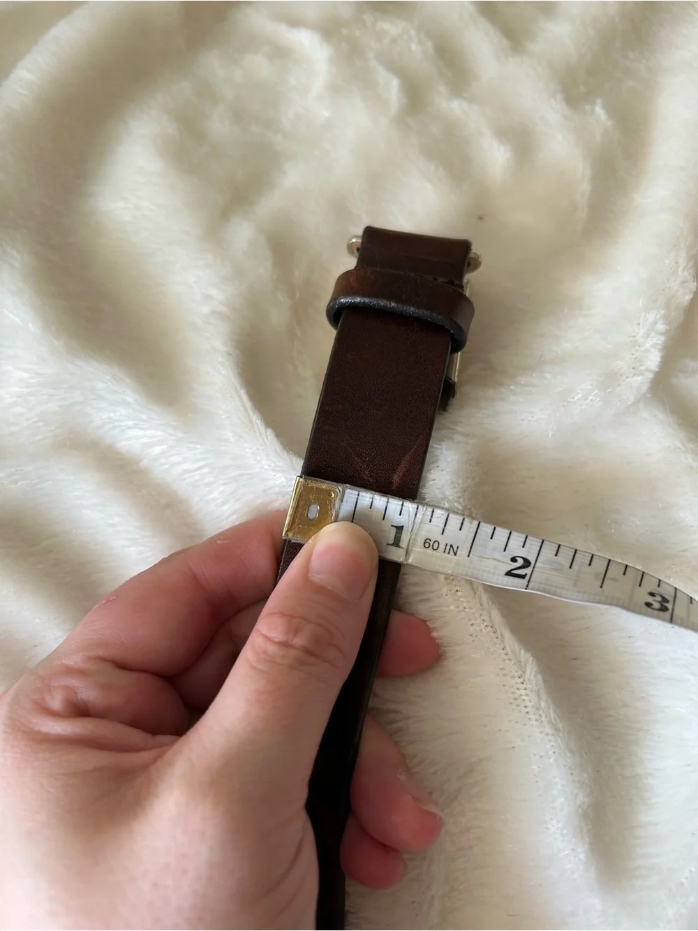 Vintage J. Crew brown genuine leather no hole ratchet belt men's M classic